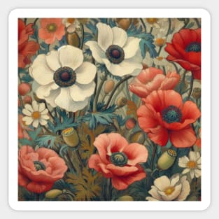 anemone and poppy flower pattern 5 Sticker